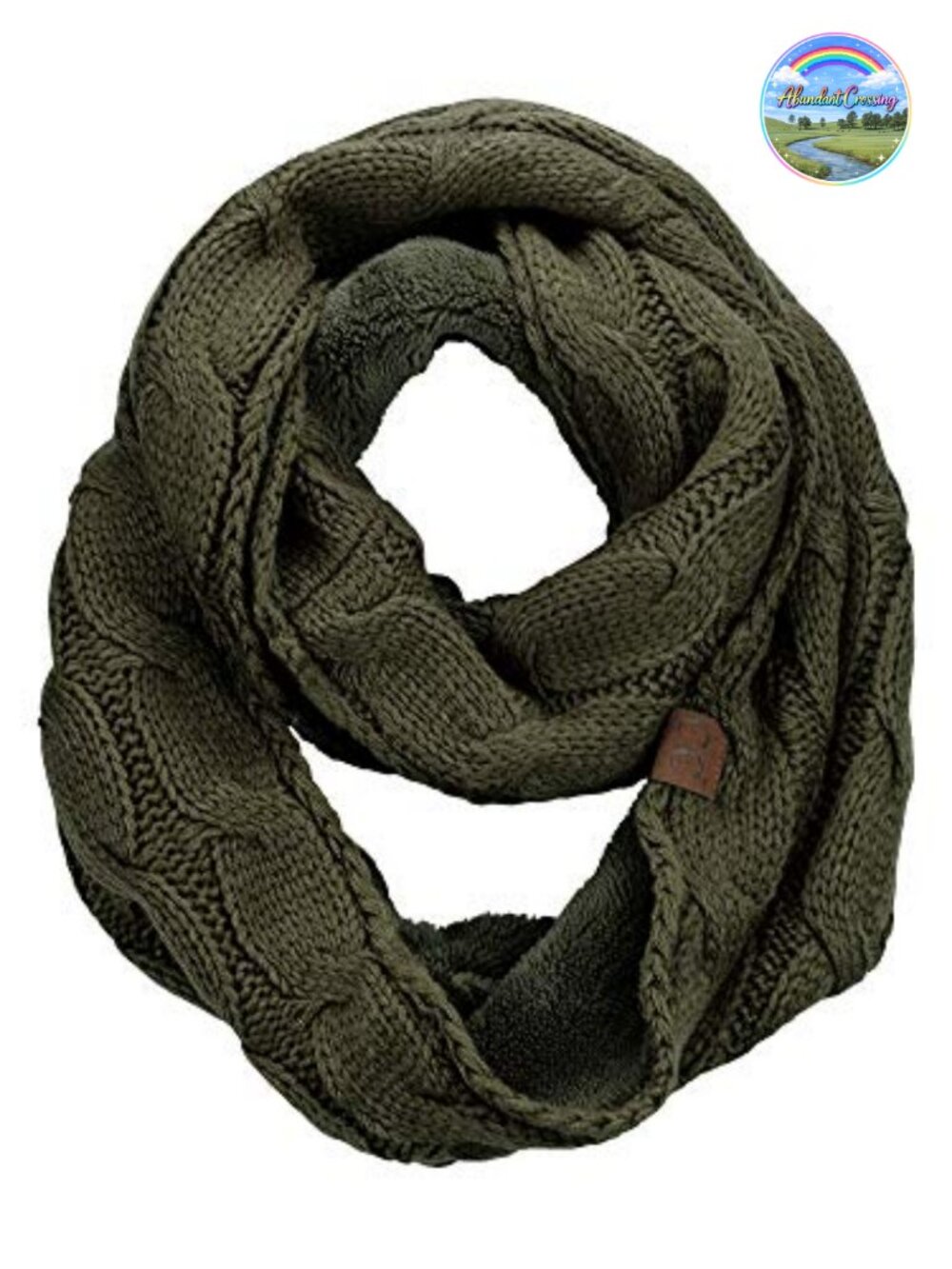 Cable Knit Sherpa Lined Infinity Scarf Acrylic Winter Pullover